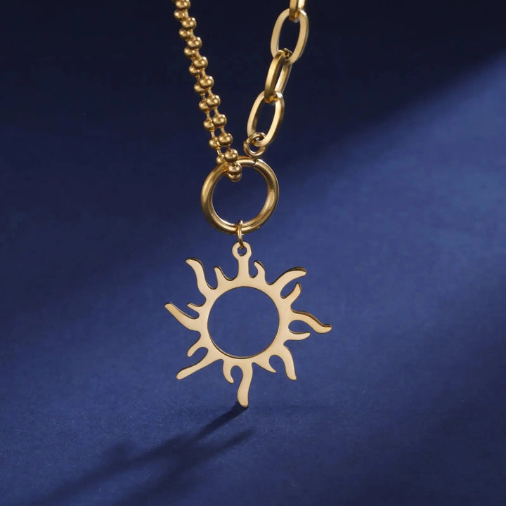 Titanium Steel Sun Pendant Necklace Clavicle Chain LOVCIA