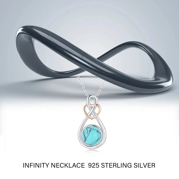 925 Sterling Silver Infinity Love Heart Necklace with Turquoise Pendant Jewelry LOVCIA