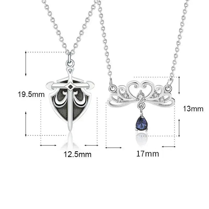 Gift Princess and Her Knight CZ 925 Sterling Silver Promise Necklace LOVCIA