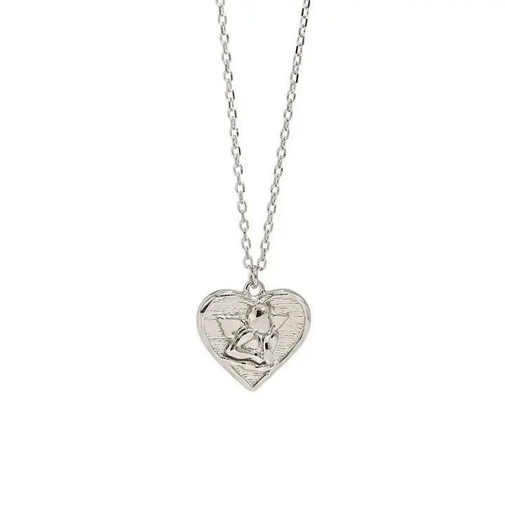 Gift Angel Heart 925 Sterling Silver Necklace LOVCIA