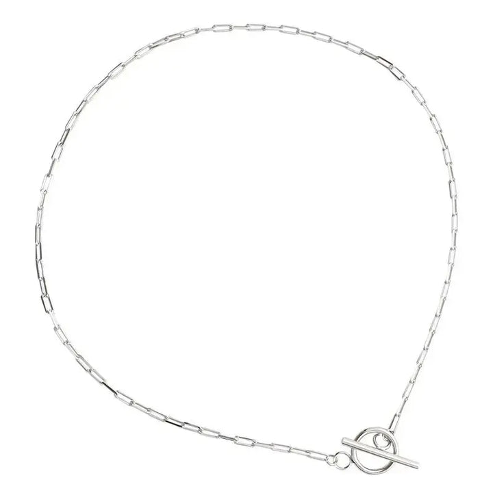 Simple TO Shape Chian 925 Sterling Silver Choker Necklace LOVCIA