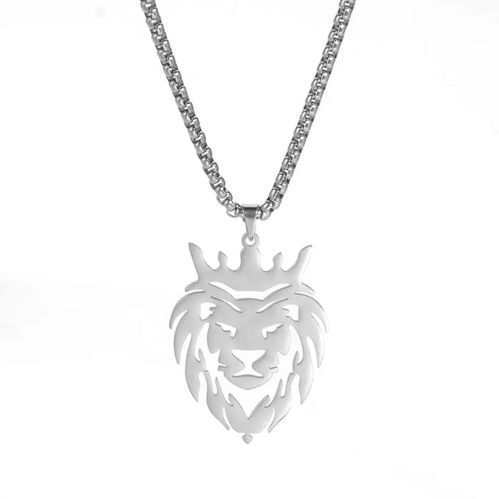 LOVCIA Lion King Stainless Steel Gold Plated Box Chain Pendant - Men's Hip-hop Necklace LOVCIA