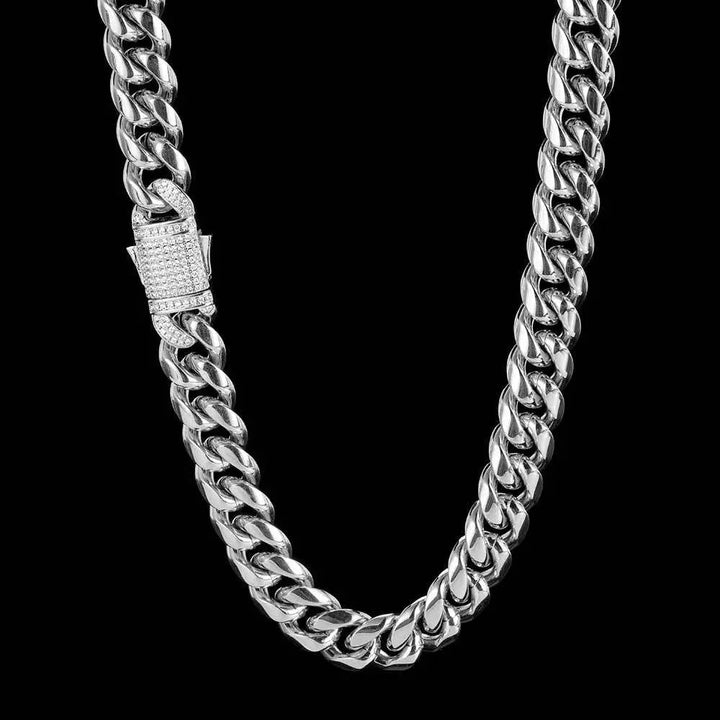 LOVCIA Stainless Steel Men's Hip Hop Cuban Link Chain Necklace, Men's Cuban Style Gold and Silver Plated Necklace - Trendy Necklace Jewelry for Men LOVCIA