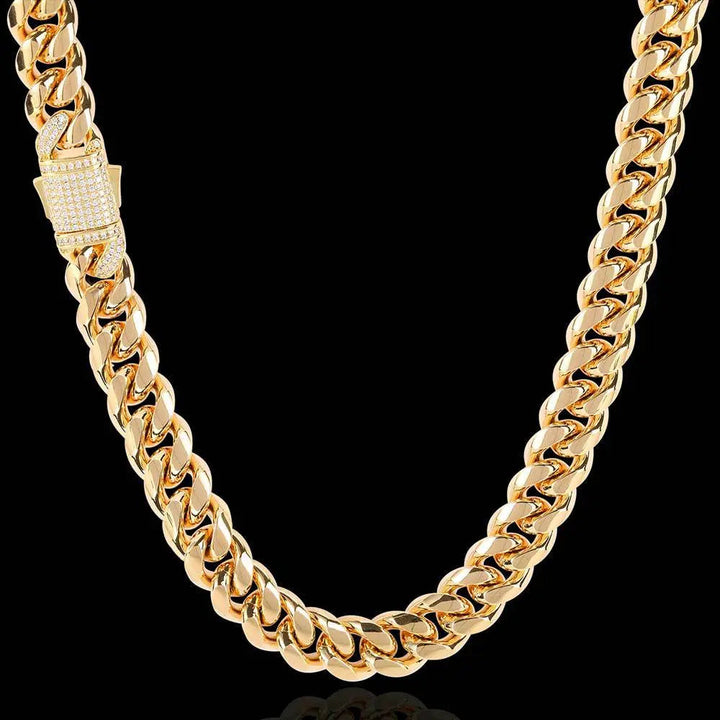 LOVCIA Stainless Steel Men's Hip Hop Cuban Link Chain Necklace, Men's Cuban Style Gold and Silver Plated Necklace - Trendy Necklace Jewelry for Men LOVCIA