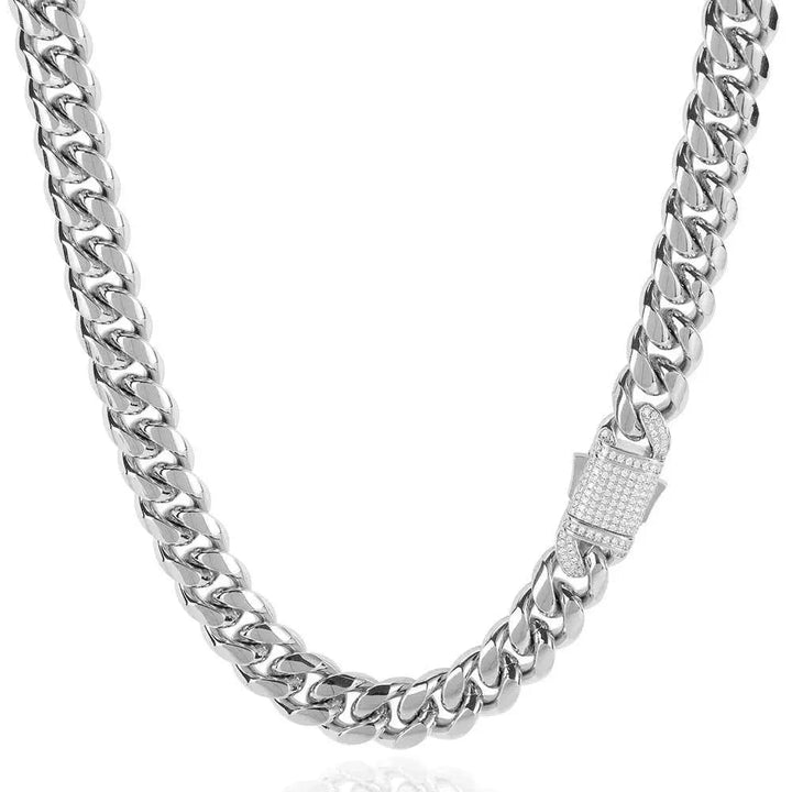 LOVCIA Stainless Steel Men's Hip Hop Cuban Link Chain Necklace, Men's Cuban Style Gold and Silver Plated Necklace - Trendy Necklace Jewelry for Men LOVCIA