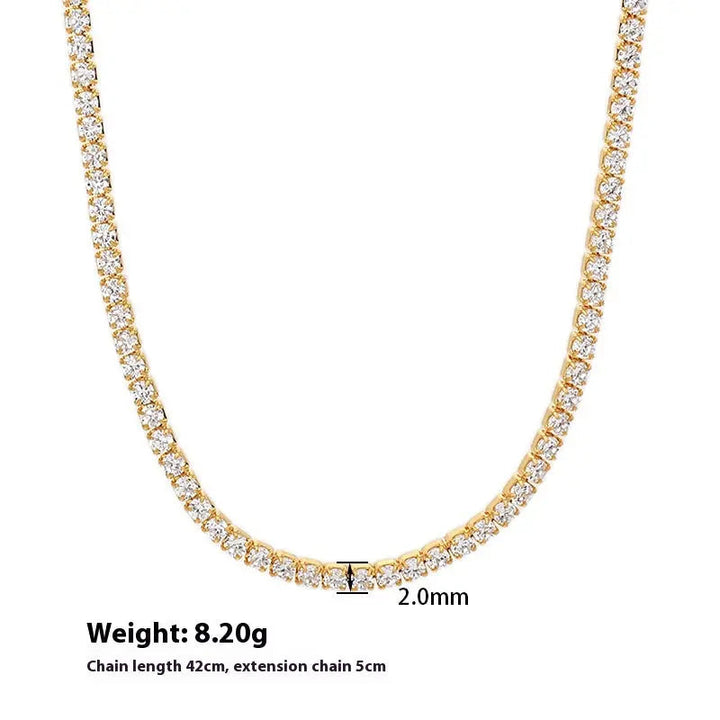 LOVCIA Elegant Gold and Silver Plated Tennis Necklace with Dazzling Zircon Crystals for Men and Women - Premium 925 Sterling Silver Necklace LOVCIA