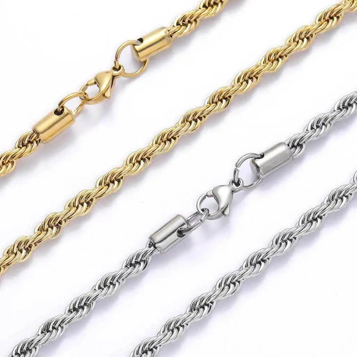 LOVCIA Hip Hop Style Clavicle Chain Stainless Steel Twisted Necklace for Men - LOVCIA