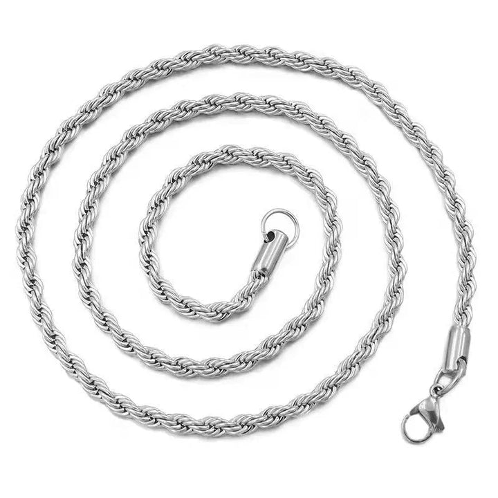 LOVCIA Hip Hop Style Clavicle Chain Stainless Steel Twisted Necklace for Men - LOVCIA