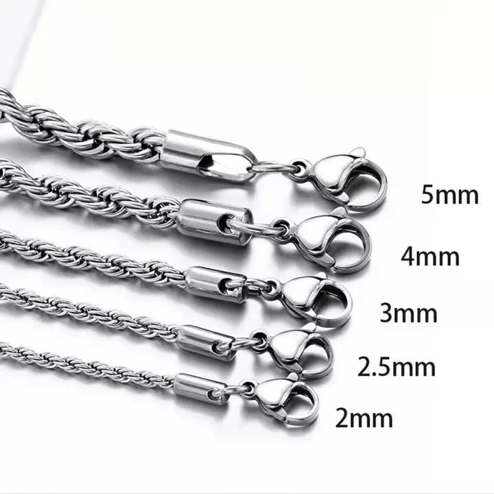 LOVCIA Hip Hop Style Clavicle Chain Stainless Steel Twisted Necklace for Men - LOVCIA