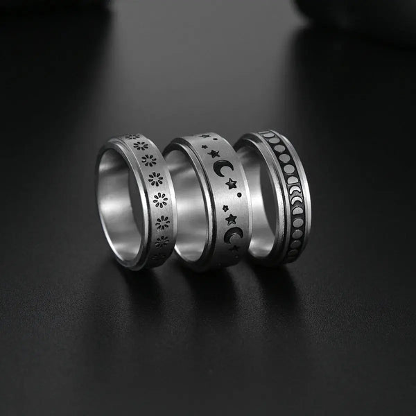 LOVCIA The Stars And The Moon Can Rotate Titanium Steel Ring