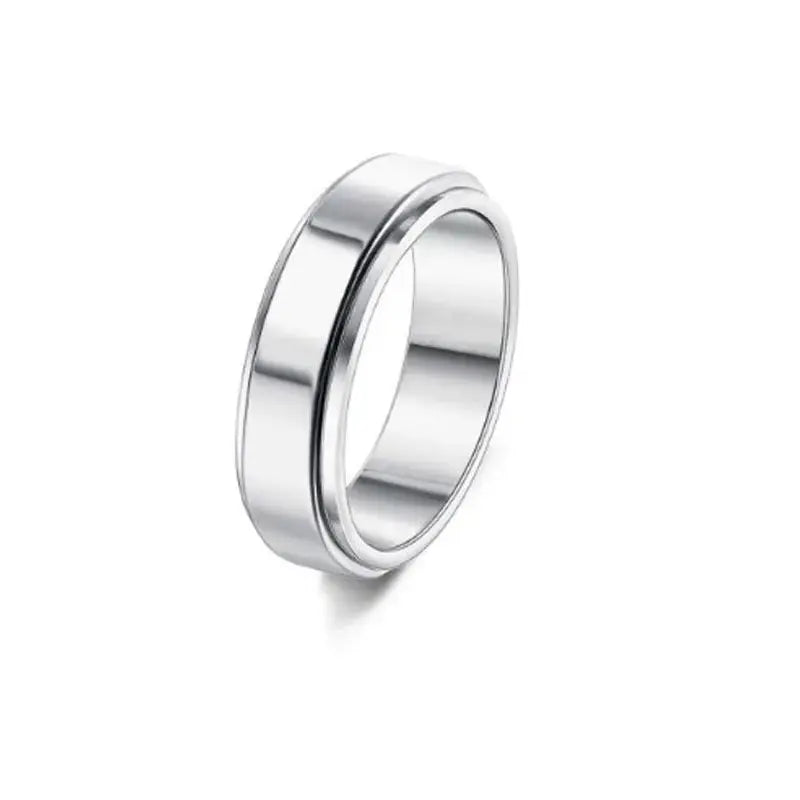 LOVCIA Moon Stars Stainless Steel Rotatable Spinner Rings
