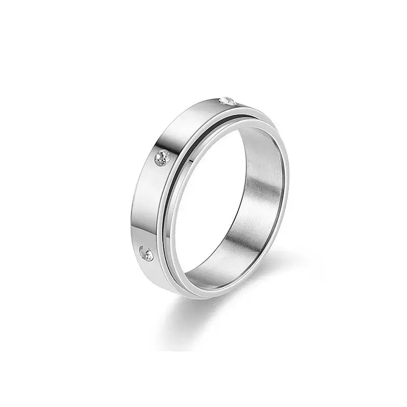 LOVCIA Moon Stars Stainless Steel Rotatable Spinner Rings