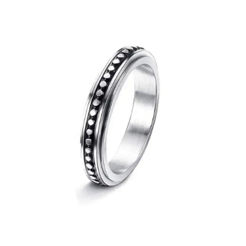 LOVCIA Moon Stars Stainless Steel Rotatable Spinner Rings