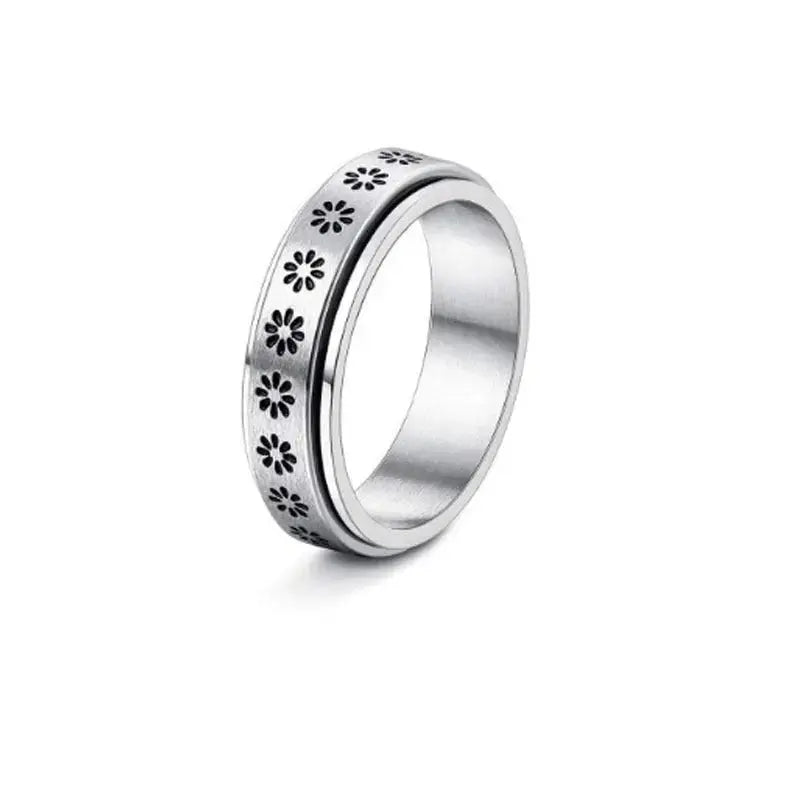 LOVCIA Moon Stars Stainless Steel Rotatable Spinner Rings