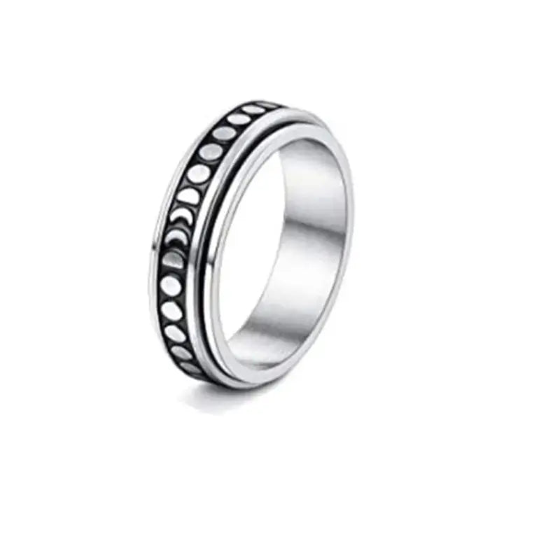 LOVCIA Moon Stars Stainless Steel Rotatable Spinner Rings