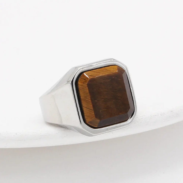 Bold Brilliance Tiger Eye Square Gem Men's Fashion Ring LOVCIA