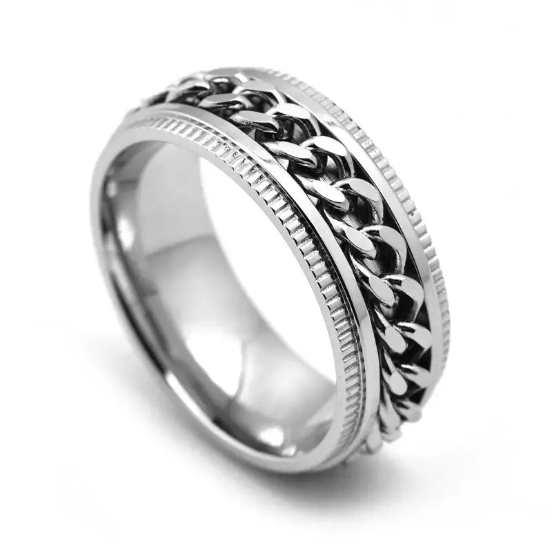 Lovcia Mens Stainless Steel Spinner Rings Men Cool Fidget Band-Rings-Sliver-10-Sliver