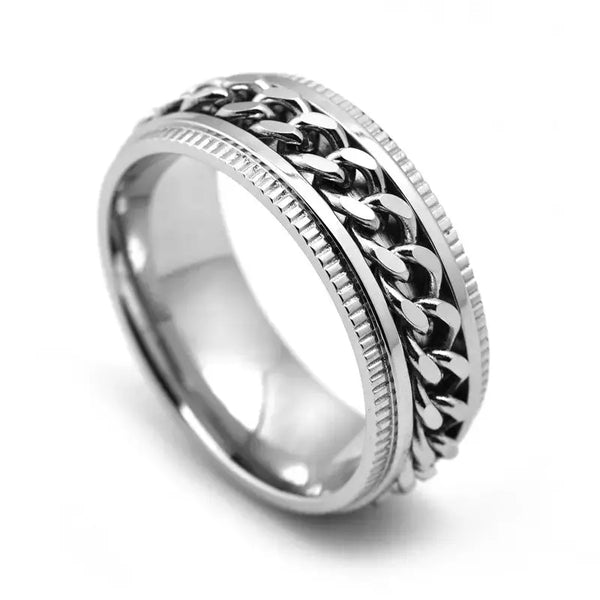 Lovcia Mens Stainless Steel Spinner Rings Men Cool Fidget Band-Rings-Sliver-10-Sliver