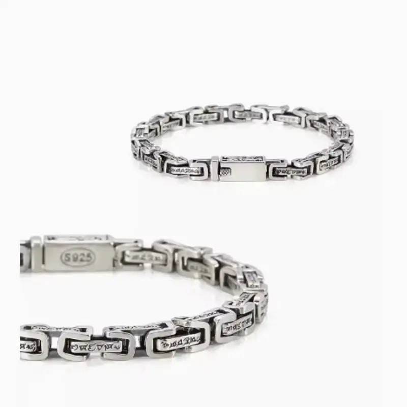 Lovcia Men's Sterling Silver Dragon Pattern Link Bracelet - Vintage Style Durable Men's Bracelet-Bracelets-18cm Length-18cm Length