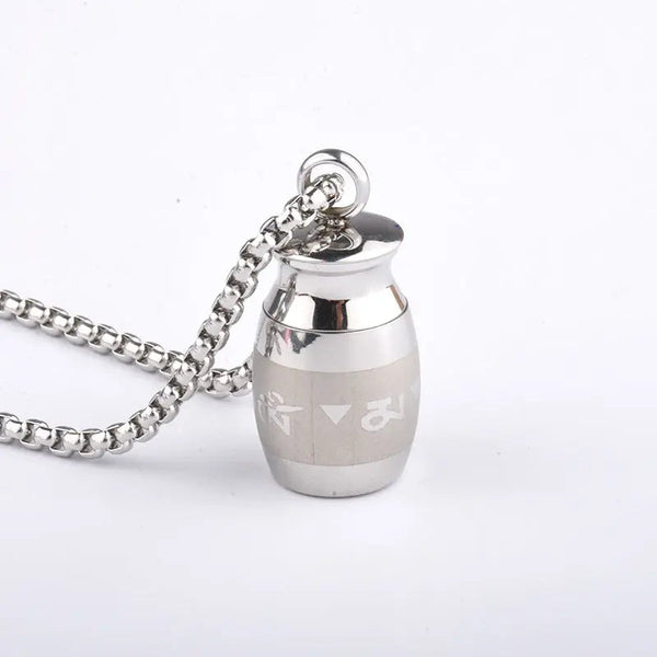 LOVCIA Men's Titanium Steel Barrel Pendant Necklace - Unique Engraved Design for Bold Style LOVCIA