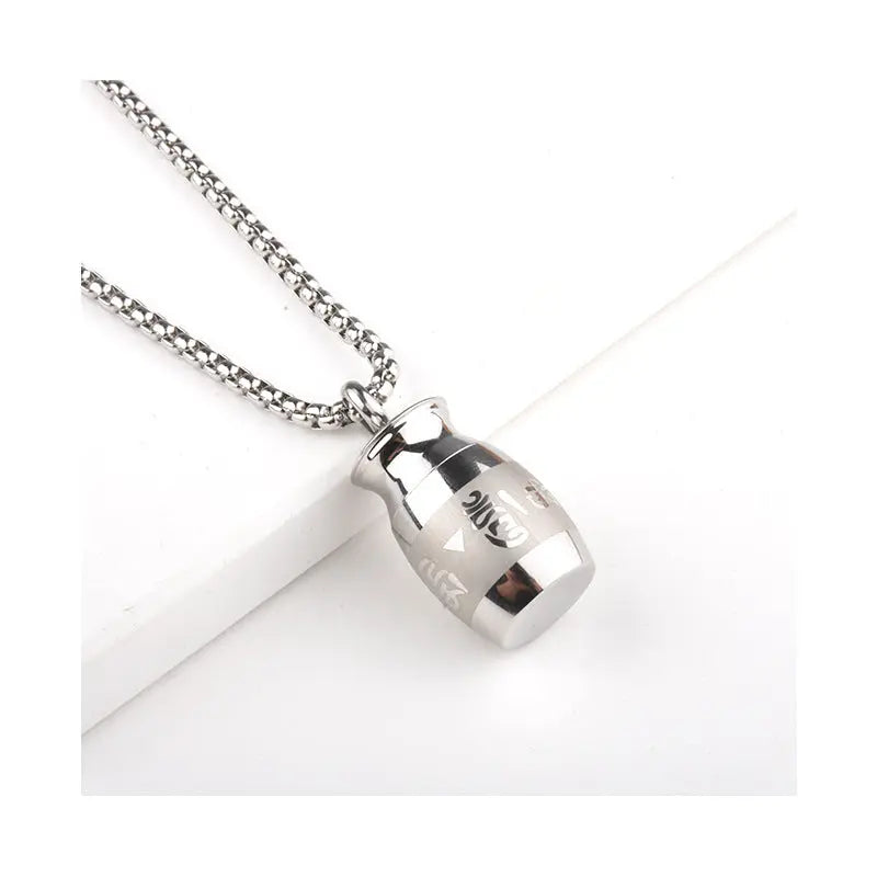 LOVCIA Men's Titanium Steel Barrel Pendant Necklace - Unique Engraved Design for Bold Style LOVCIA