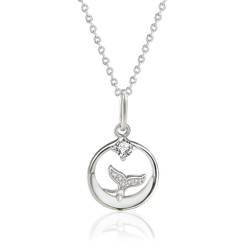Lovcia Mermaid Tail Necklace 925 Sterling Silver CZ Pendant-Necklaces-