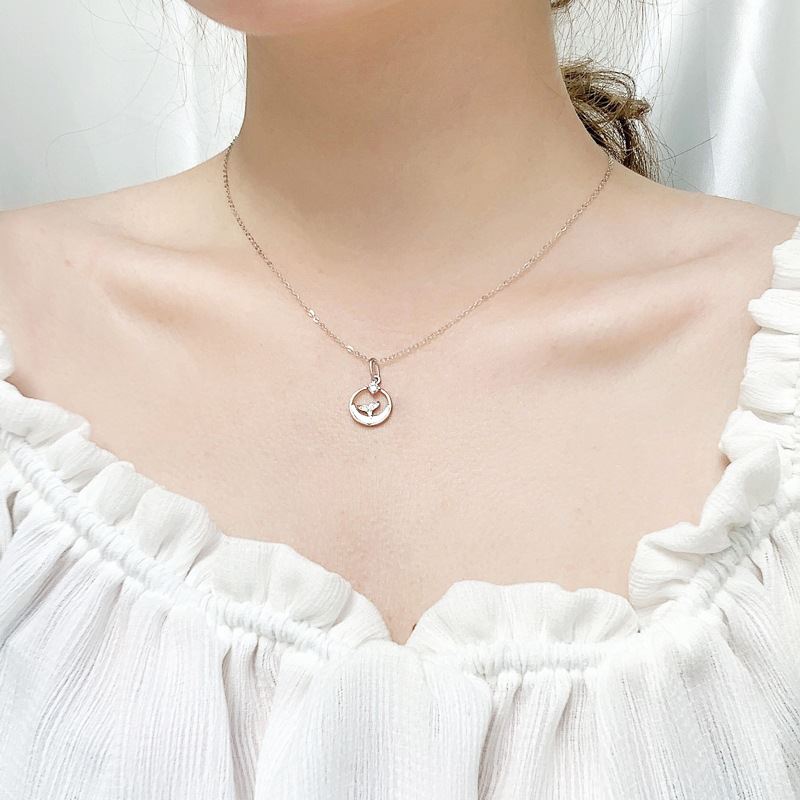 Lovcia Mermaid Tail Necklace 925 Sterling Silver CZ Pendant-Necklaces-