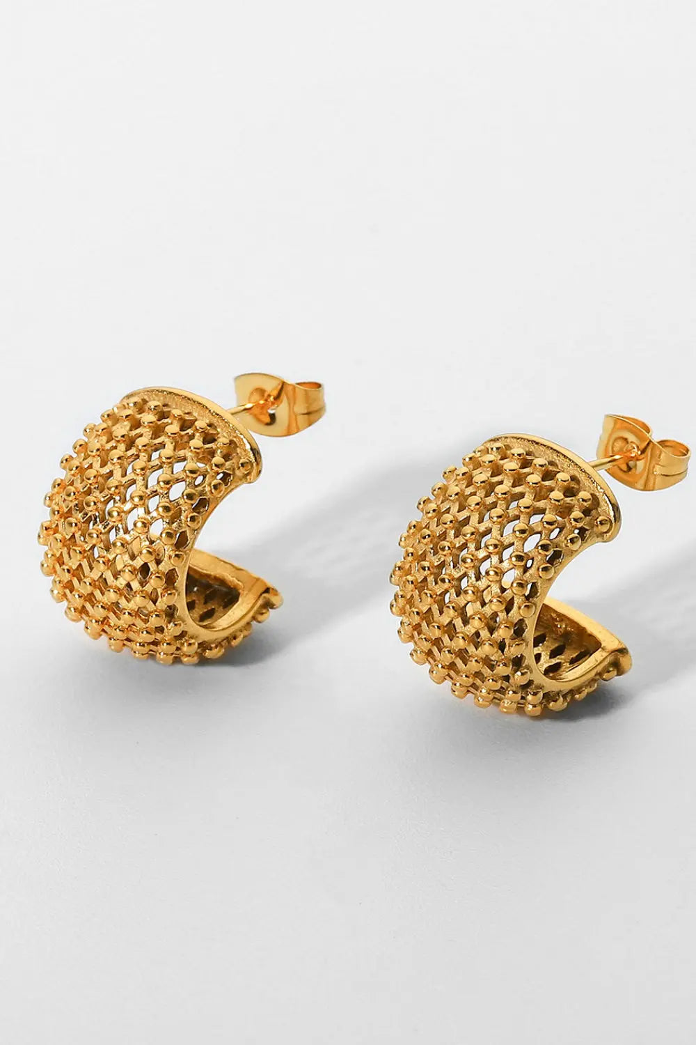 Lovcia Mesh Half Hoop Earrings-Earrings-Gold-One Size-Gold