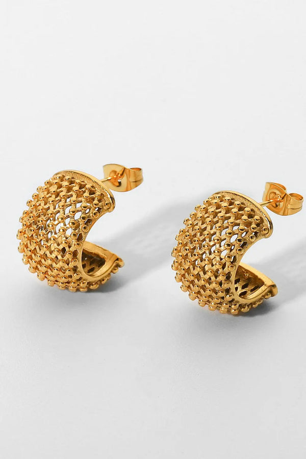 Lovcia Mesh Half Hoop Earrings-Earrings-Gold-One Size-Gold