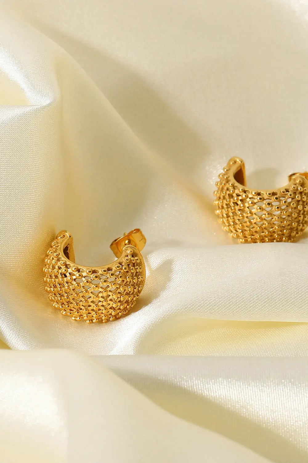Lovcia Mesh Half Hoop Earrings-Earrings-Gold-One Size-Gold