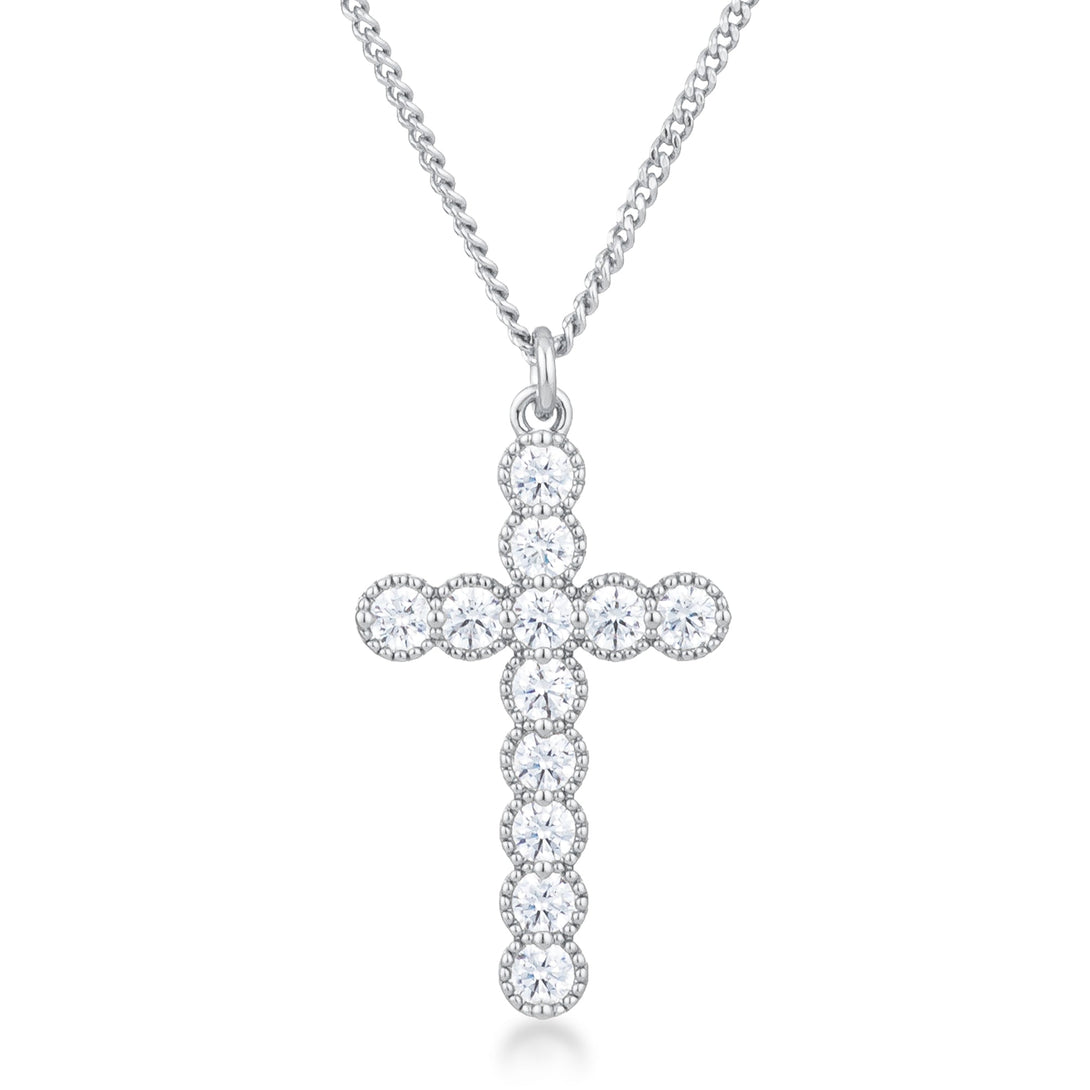 Buy LOVCIA Micro Beaded Silvertone Cross Pendant with Clear Cubic Zirconia - Latest Stylish Pendants for Women