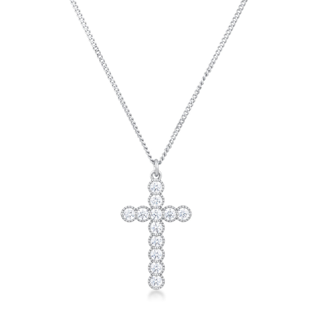 Buy LOVCIA Micro Beaded Silvertone Cross Pendant with Clear Cubic Zirconia - Latest Stylish Pendants for Women