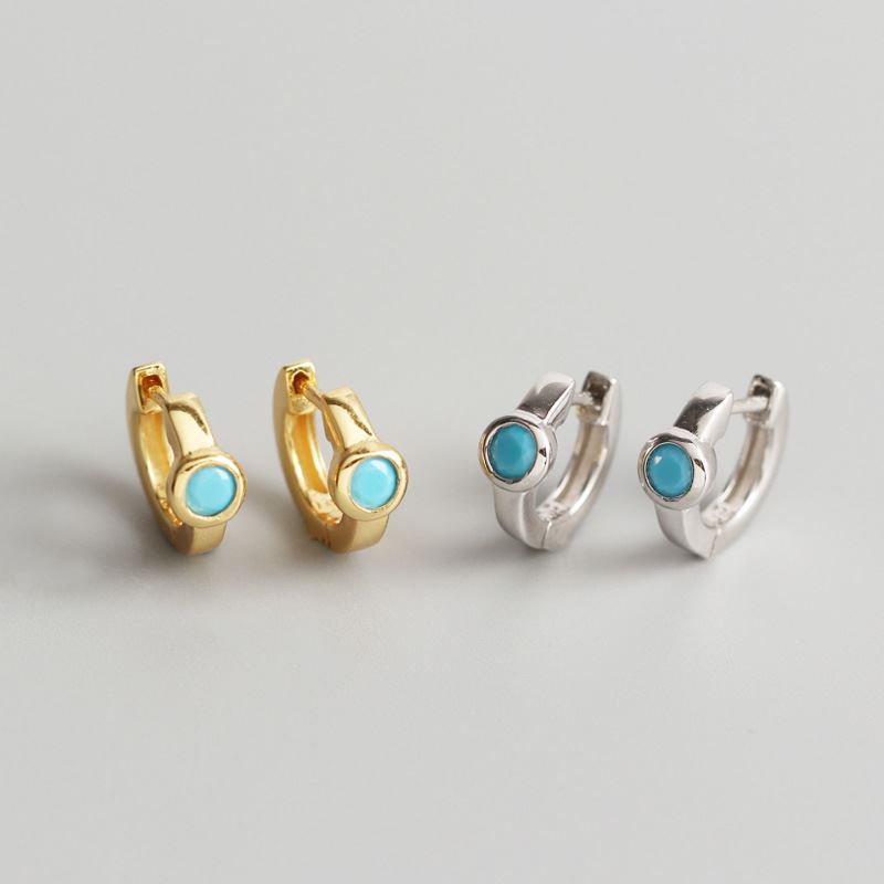 Lovcia Mini Blue CZ Circle 925 Sterling Silver Huggie Hoops-Earrings-Yellow Gold-Yellow Gold