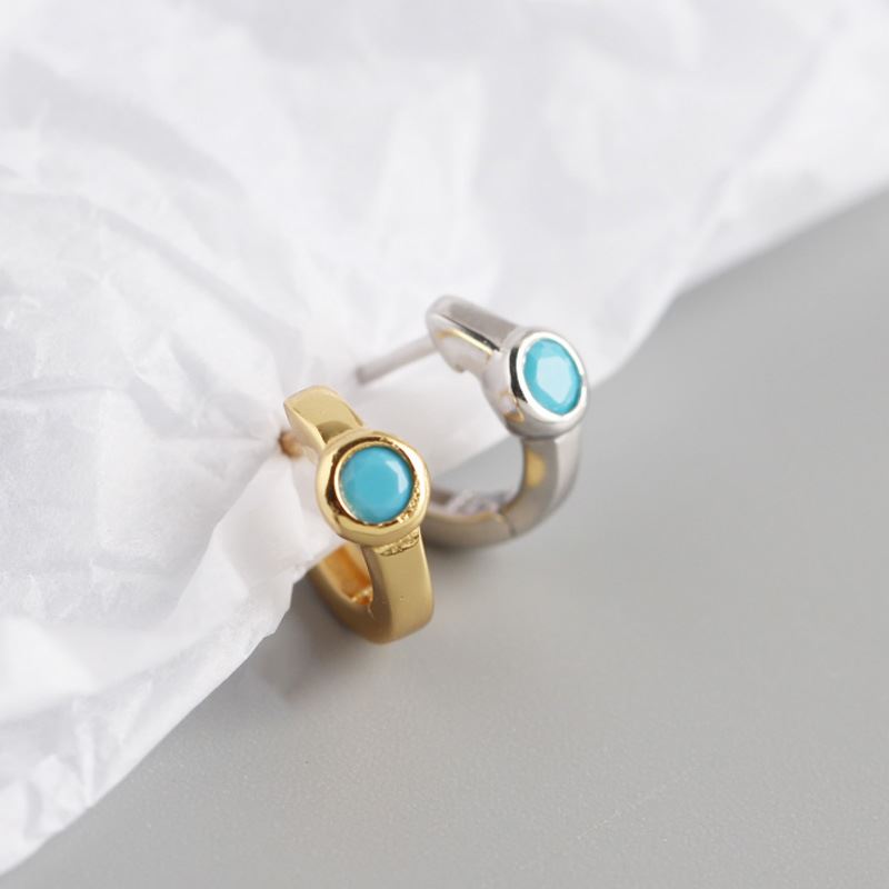 Lovcia Mini Blue CZ Circle 925 Sterling Silver Huggie Hoops-Earrings-Yellow Gold-Yellow Gold
