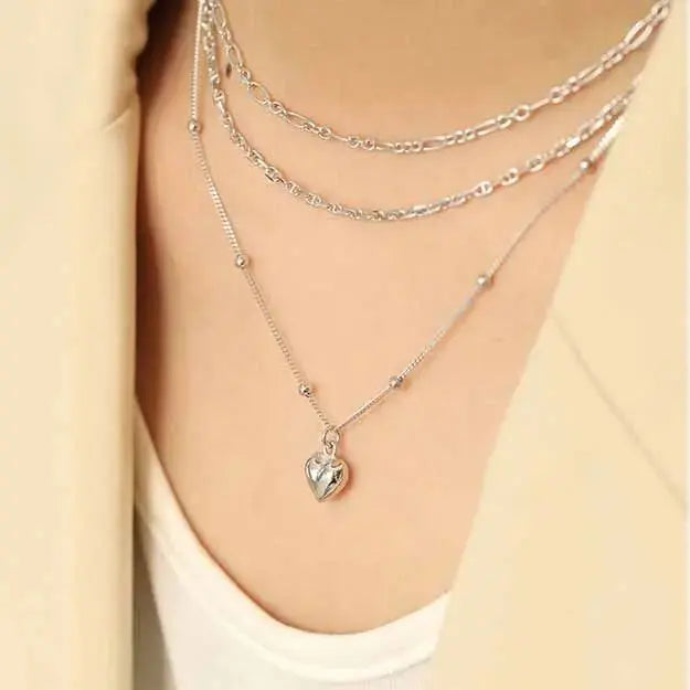Lovcia Mini Heart Masculine 925 Sterling Silver Necklace-Necklaces-Silver-Silver