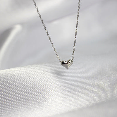 Lovcia Mini Heart Pendant Necklace 925 Sterling Silver-Necklaces-Rhodium-