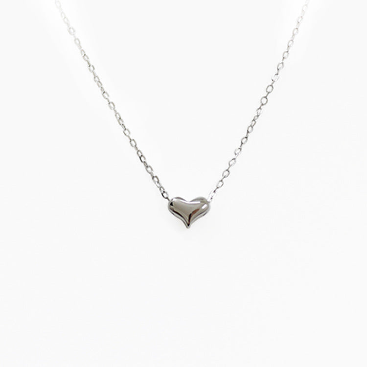 Lovcia Mini Heart Pendant Necklace 925 Sterling Silver-Necklaces-Rhodium-