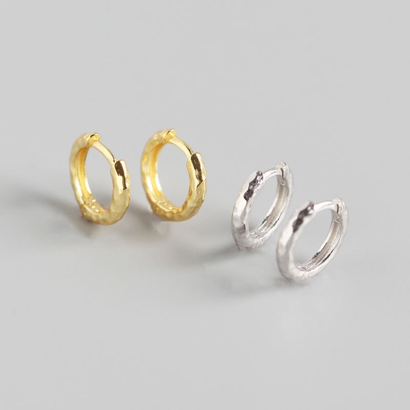 Lovcia Mini Irregular Circle Gold Hoop Earrings 8.5mm-Earrings-Silver-Silver
