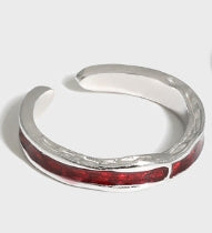 Lovcia Minimalism Adjustable Gold Tone Epoxy Ring Open Size-Rings-Silver & Red Epoxy-