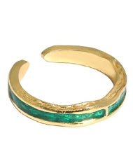 Lovcia Minimalism Adjustable Gold Tone Epoxy Ring Open Size-Rings-Yellow Gold & Green Epoxy-