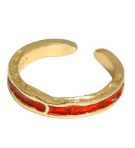 Lovcia Minimalism Adjustable Gold Tone Epoxy Ring Open Size-Rings-Yellow Gold & Red Epoxy-