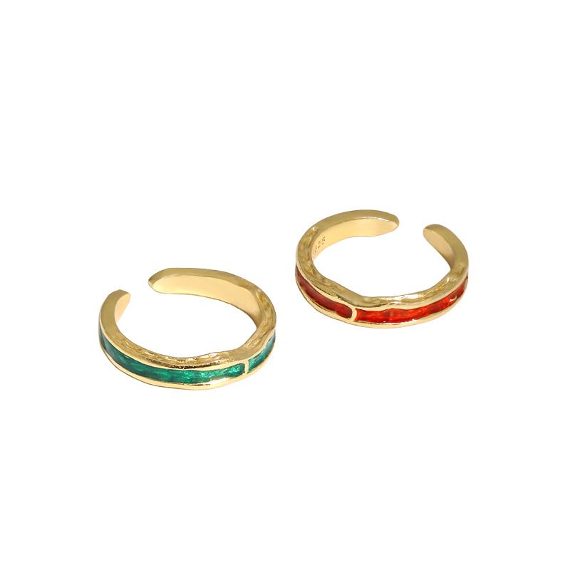 Lovcia Minimalism Adjustable Gold Tone Epoxy Ring Open Size-Rings-Yellow Gold & Red Epoxy-