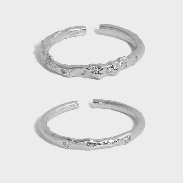 Lovcia Minimalism CZ Irregular Adjustable 925 Ring Gold-Rings-JA601 Yellow Gold-JA601 Yellow Gold