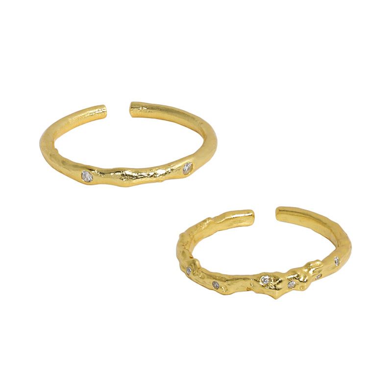 Lovcia Minimalism CZ Irregular Adjustable 925 Ring Gold-Rings-JA601 Yellow Gold-JA601 Yellow Gold