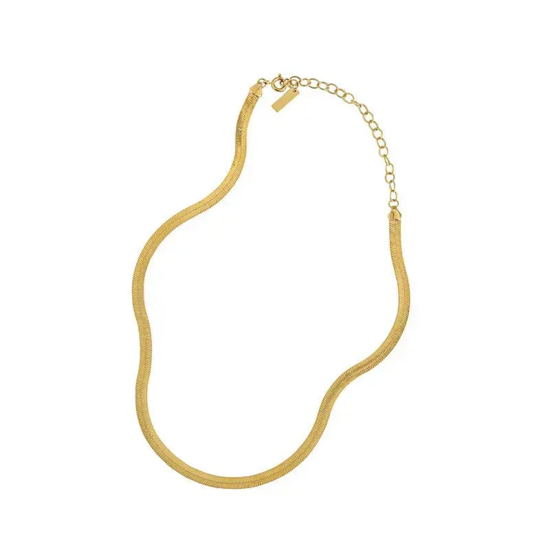 Lovcia Minimalism Flat Snake Chain 925 Sterling Silver Choker Necklace-Necklaces-Silver-Silver