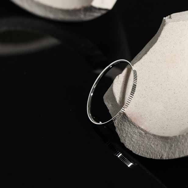 Lovcia Minimalism Gear 925 Sterling Silver Ring Slim Band-Rings-Us 8-Us 8