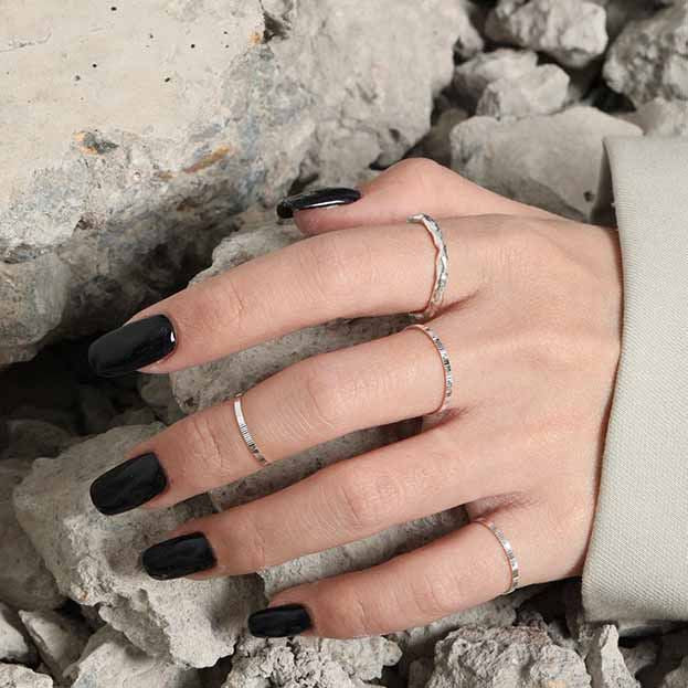 Lovcia Minimalism Gear 925 Sterling Silver Ring Slim Band-Rings-Us 8-Us 8