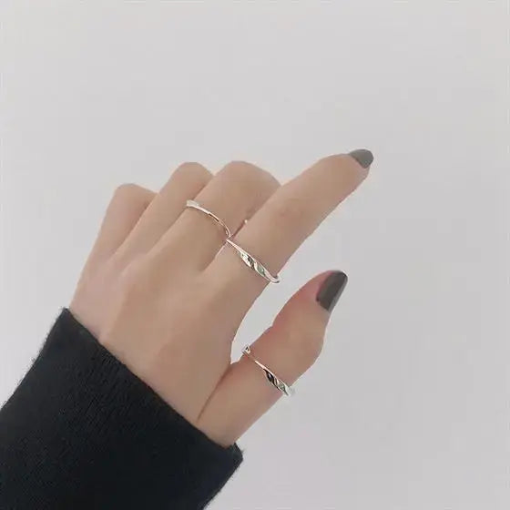 Lovcia Minimalism Geometric Twisted 925 Sterling Silver Ring-Rings-Us 5-Silver-Us 5