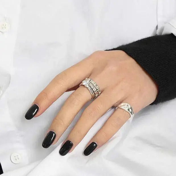 Lovcia Minimalism Round CZ 925 Sterling Silver Adjustable Ring-Rings-Silver-Silver