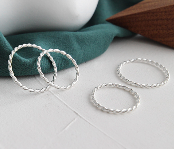 Lovcia Minimalism Twisted 925 Silver Ring Gold Plated-Rings-Us 6-Silver-Us 6